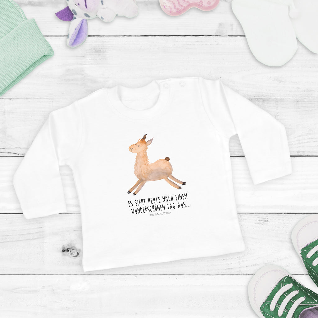 6-12 Monate Baby Longsleeve Lama springend Mädchen, Jungen, Baby, Longsleeve, Langarm, Bio, Kleidung, uni, Langarmshirt, Lama, Alpaka, Lamas, Lieblingstag, Happy day, fröhlich, Glück, Freundin, Liebeskummer, Neustart, guten Morgen, Start, Prüfung, Abitur