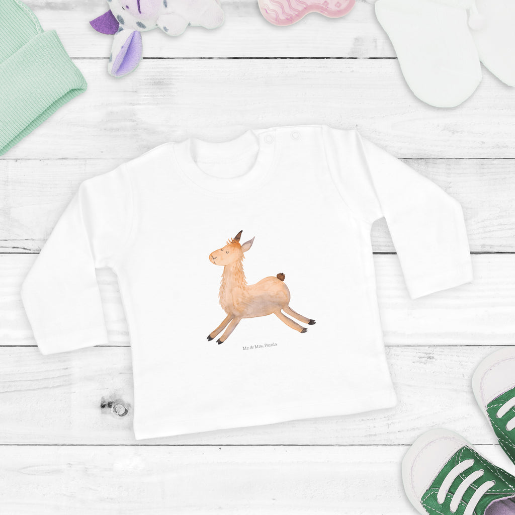 6-12 Monate Baby Longsleeve Lama springend Mädchen, Jungen, Baby, Longsleeve, Langarm, Bio, Kleidung, uni, Langarmshirt, Lama, Alpaka, Lamas, Lieblingstag, Happy day, fröhlich, Glück, Freundin, Liebeskummer, Neustart, guten Morgen, Start, Prüfung, Abitur