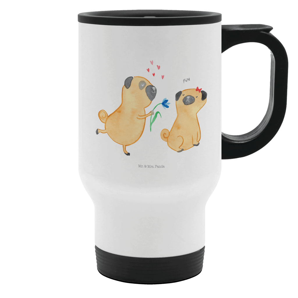 Thermobecher Mops verliebt Thermobecher, To Go Becher, Thermotasse, Kaffeebecher, Isolierbecher, Thermobecher To Go, Warmhaltetasse, Edelstahlbecher, Reisebecher, Tasse mit Deckel, Thermobecher für 400 ml, Kaffeetasse zum Mitnehmen, Tasse zum Mitnehmen, Spülmaschinenfest, Hund, Hundemotiv, Haustier, Hunderasse, Tierliebhaber, Hundebesitzer, Sprüche, Mops, Möpse, Hundeliebe, verliebt, Liebe, Liebesspruch. Verlobt, Geschenk Freund, Partner