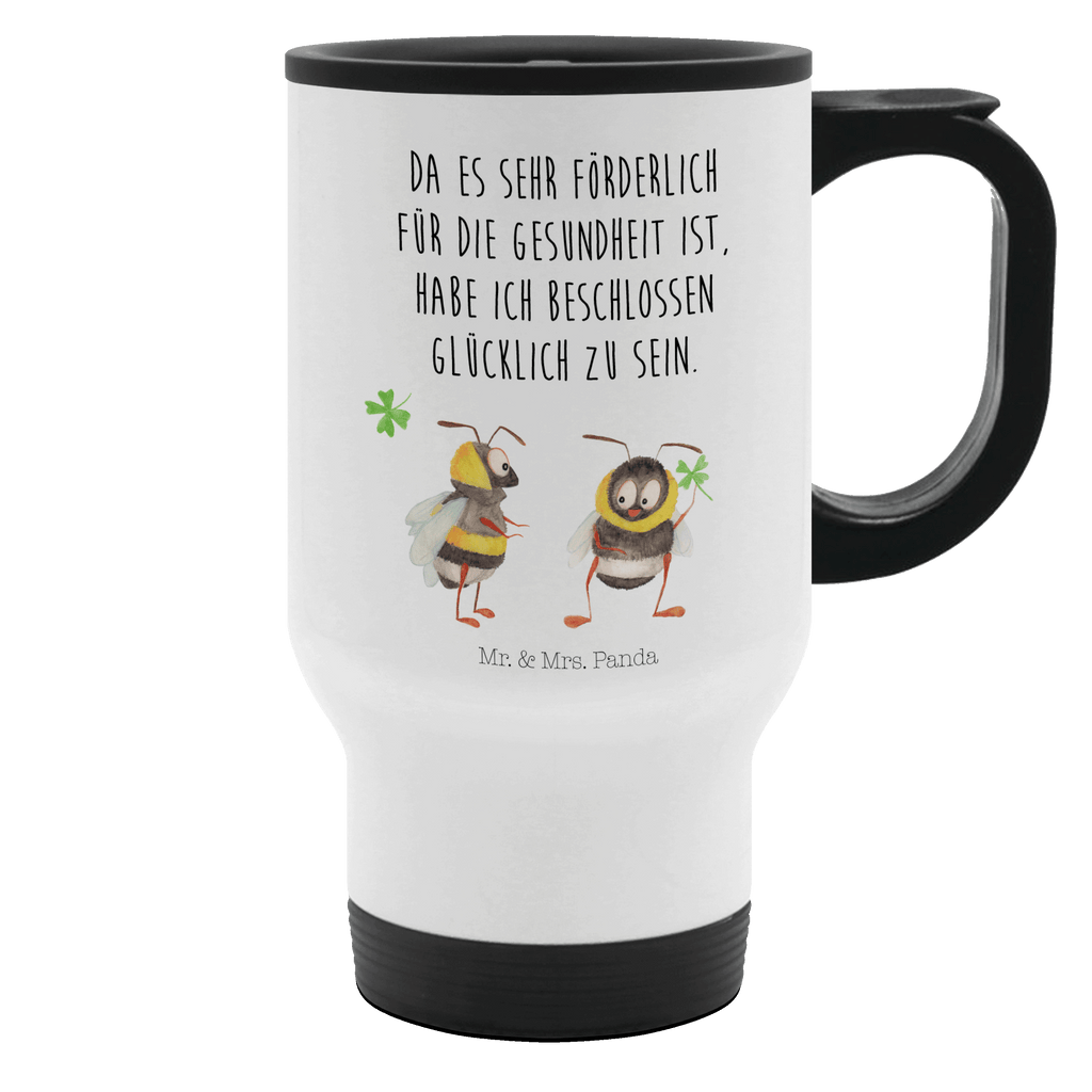 Thermobecher Hummeln mit Kleeblatt Thermobecher, To Go Becher, Thermotasse, Kaffeebecher, Isolierbecher, Thermobecher To Go, Warmhaltetasse, Edelstahlbecher, Reisebecher, Tasse mit Deckel, Thermobecher für 400 ml, Kaffeetasse zum Mitnehmen, Tasse zum Mitnehmen, Spülmaschinenfest, Tiermotive, Gute Laune, lustige Sprüche, Tiere, Hummel, Biene, Spruch positiv, Biene Deko, Spruch schön, glücklich sein, glücklich werden, Spruch fröhlich