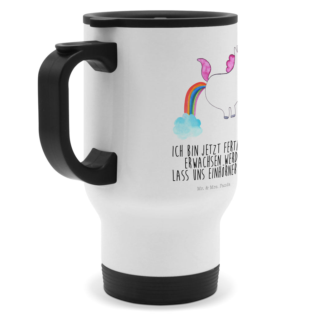 Thermobecher Einhorn Pupsend Thermobecher, To Go Becher, Thermotasse, Kaffeebecher, Isolierbecher, Thermobecher To Go, Warmhaltetasse, Edelstahlbecher, Reisebecher, Tasse mit Deckel, Thermobecher für 400 ml, Kaffeetasse zum Mitnehmen, Tasse zum Mitnehmen, Spülmaschinenfest, Einhorn, Einhörner, Einhorn Deko, Pegasus, Unicorn, Pups, Regenbogen, Glitzer, Einhornpower, Erwachsenwerden, Spaß, lustig, Freundin