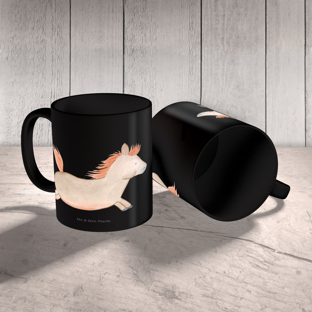 Tasse Pferd springt Pferd, Pony, Pferde, Stall, Pferdestall, ausreiten, reiten, Pferdebesitzer Becher, Kaffeetasse, Kaffeebecher, Tee, Frühstück, Büro  Bauernhof, Hoftiere, Landwirt, Landwirtin