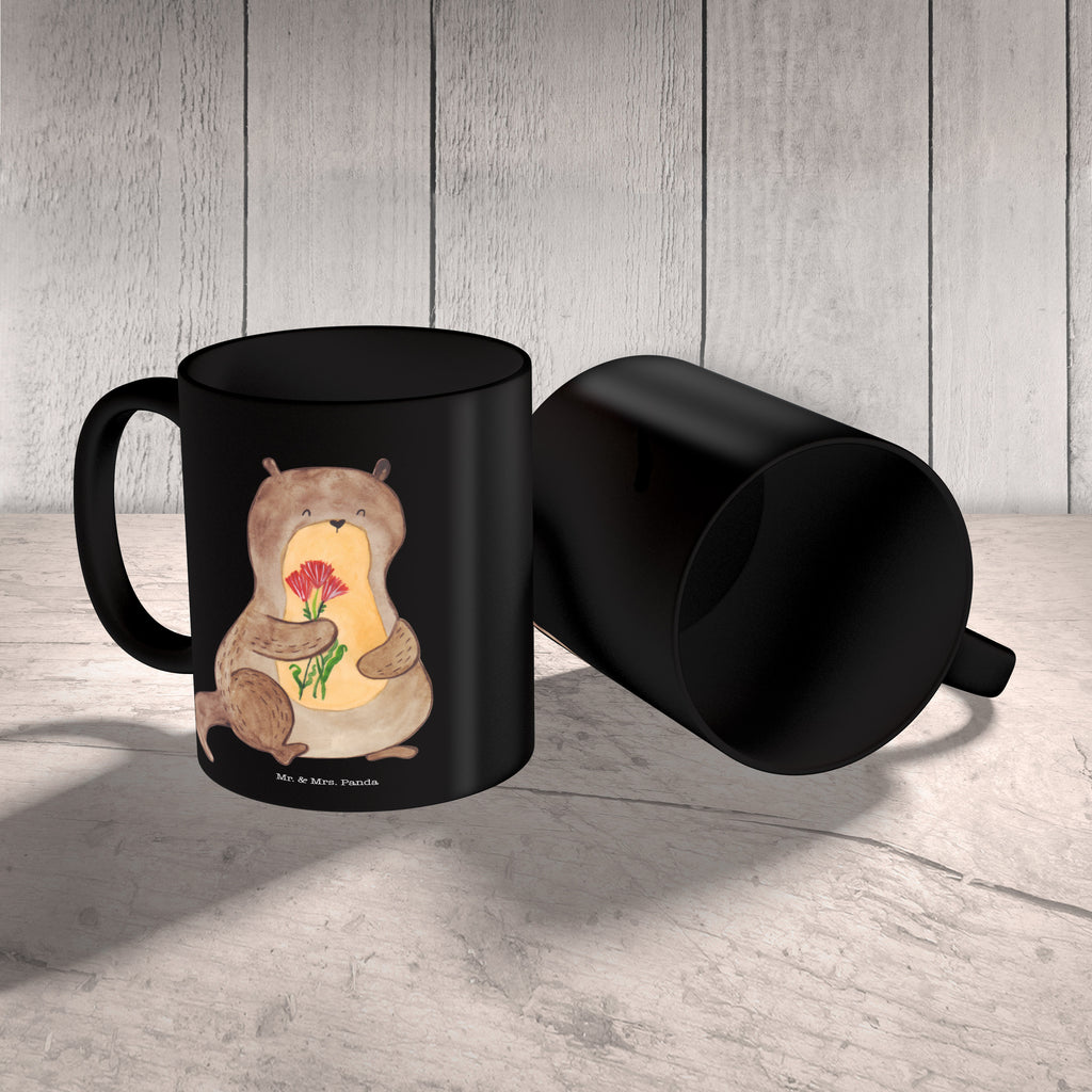 Tasse Otter Blumenstrauß Otter Seeotter See Otter Becher, Kaffeetasse, Kaffeebecher, Tee, Frühstück, Büro  Otter,  Fischotter,  Seeotter