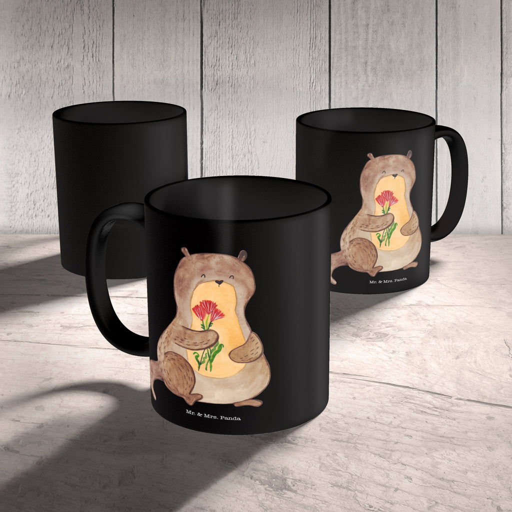 Tasse Otter Blumenstrauß Otter Seeotter See Otter Becher, Kaffeetasse, Kaffeebecher, Tee, Frühstück, Büro  Otter,  Fischotter,  Seeotter