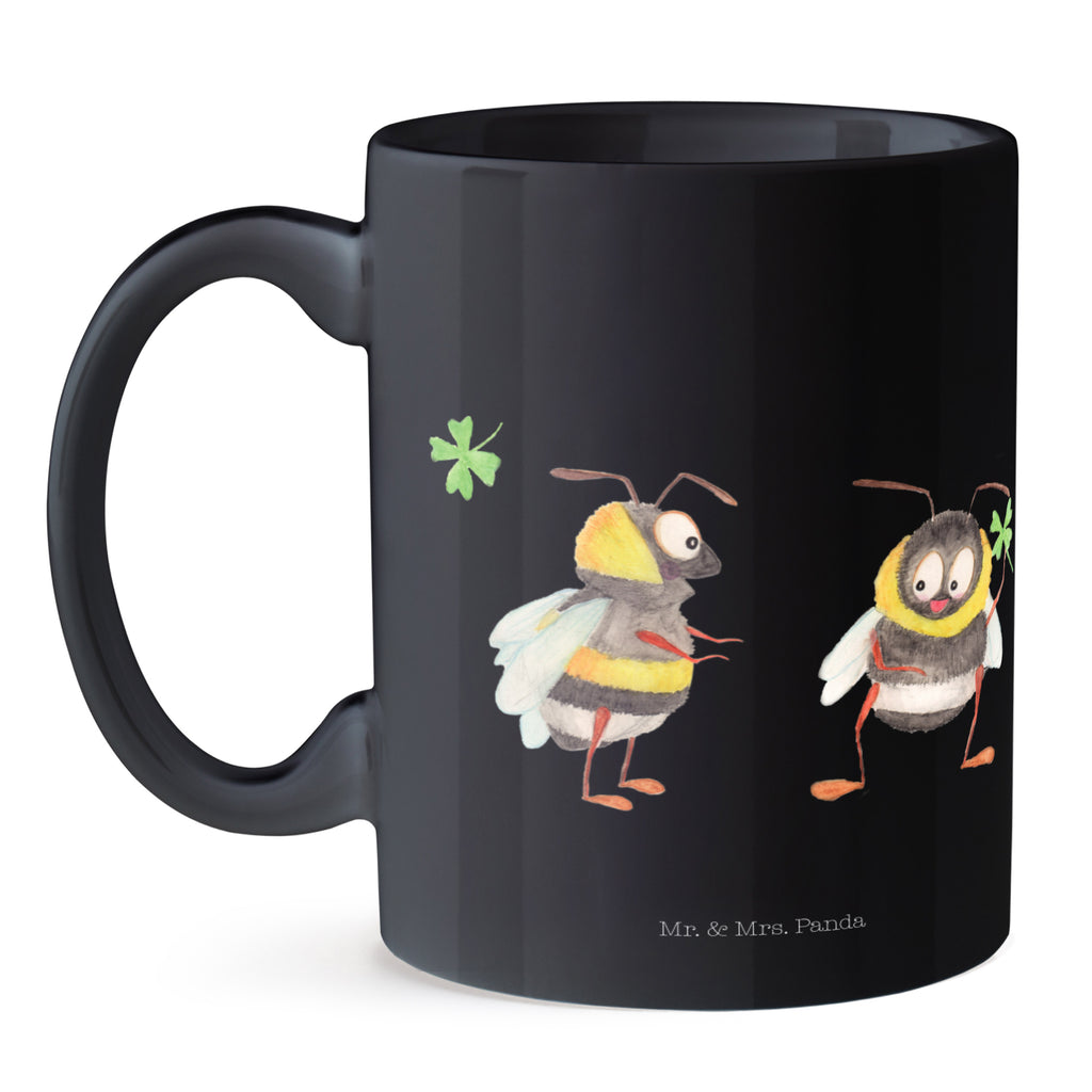 Tasse Hummeln mit Kleeblatt Hummel, Biene, Spruch positiv, Biene Deko, Spruch schön, glücklich sein, glücklich werden, Spruch fröhlich Becher, Kaffeetasse, Kaffeebecher, Tee, Frühstück, Büro  süße Tiermotive, gute Laune, lustige Sprüche, Tiere