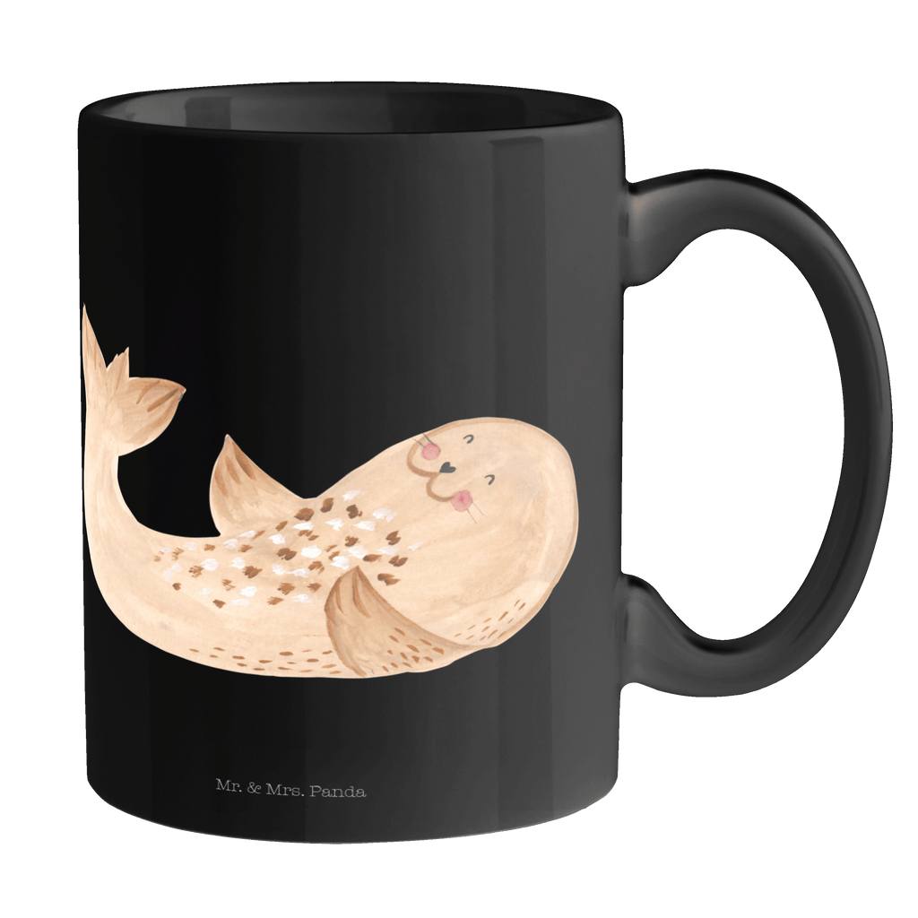 Tasse Robbe liegend Robbe, Robben, Seehund, Strand, Meerestier, Ostsee, Nordsee, Lachen, Freude Becher, Kaffeetasse, Kaffeebecher, Tee, Frühstück, Büro  süße Tiermotive, gute Laune, lustige Sprüche, Tiere