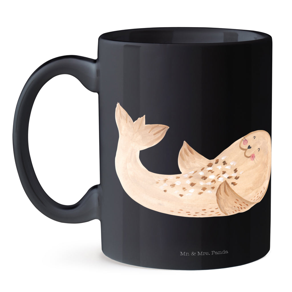 Tasse Robbe liegend Robbe, Robben, Seehund, Strand, Meerestier, Ostsee, Nordsee, Lachen, Freude Becher, Kaffeetasse, Kaffeebecher, Tee, Frühstück, Büro  süße Tiermotive, gute Laune, lustige Sprüche, Tiere