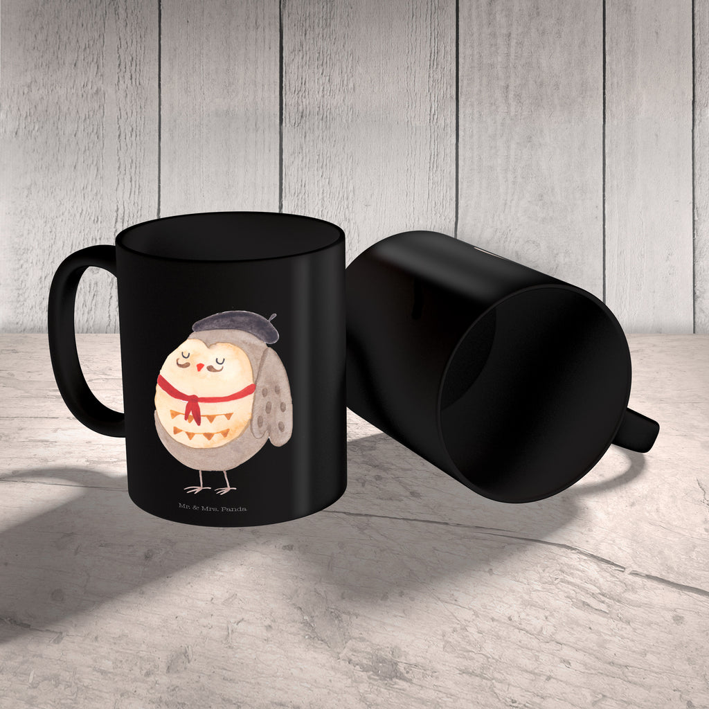 Tasse Eule Französisch Eule, Eulen, Eule Deko, Owl, hibou, La vie est belle, das Leben ist schön, Spruch schön, Spruch Französisch, Frankreich Becher, Kaffeetasse, Kaffeebecher, Tee, Frühstück, Büro  Eule