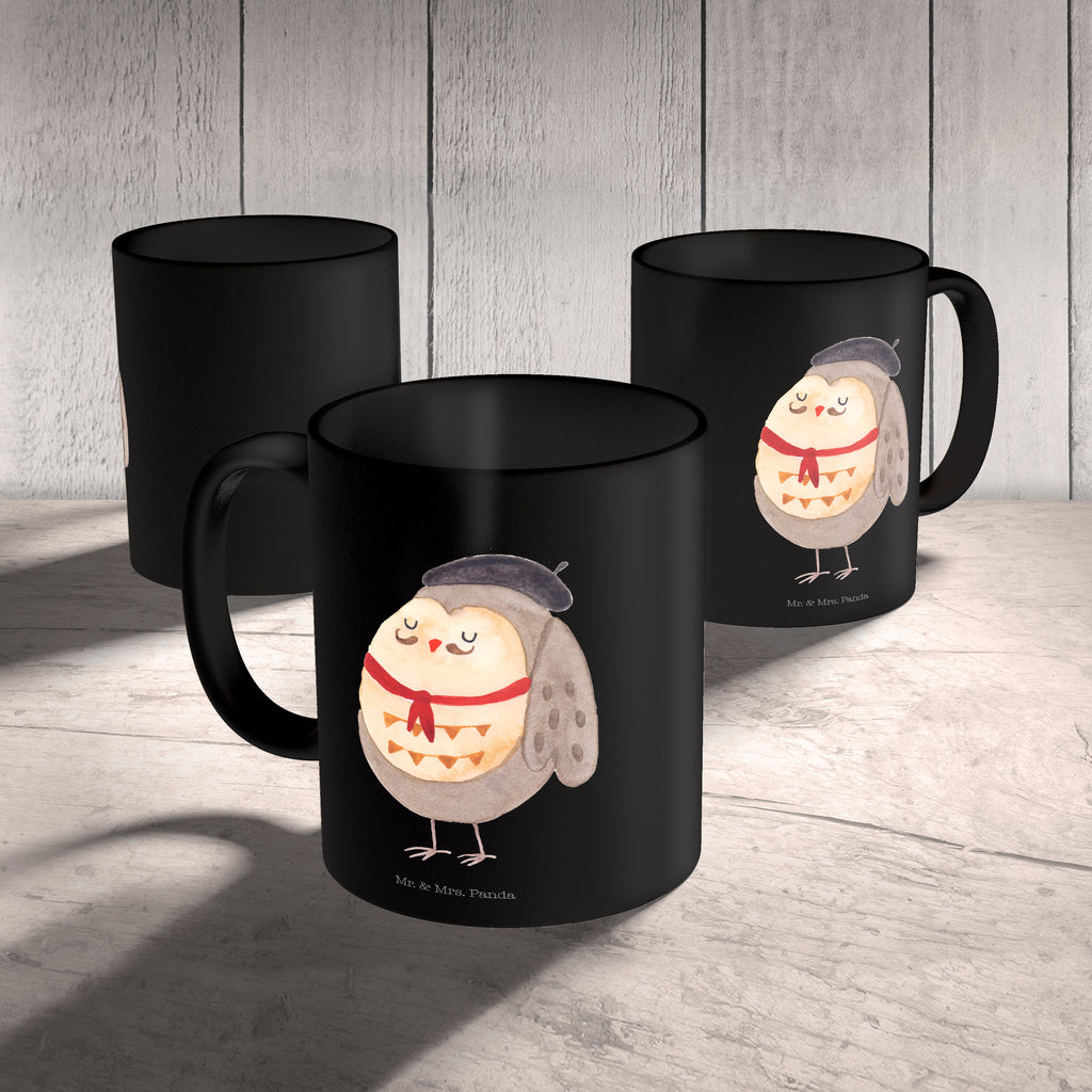 Tasse Eule Französisch Eule, Eulen, Eule Deko, Owl, hibou, La vie est belle, das Leben ist schön, Spruch schön, Spruch Französisch, Frankreich Becher, Kaffeetasse, Kaffeebecher, Tee, Frühstück, Büro  Eule