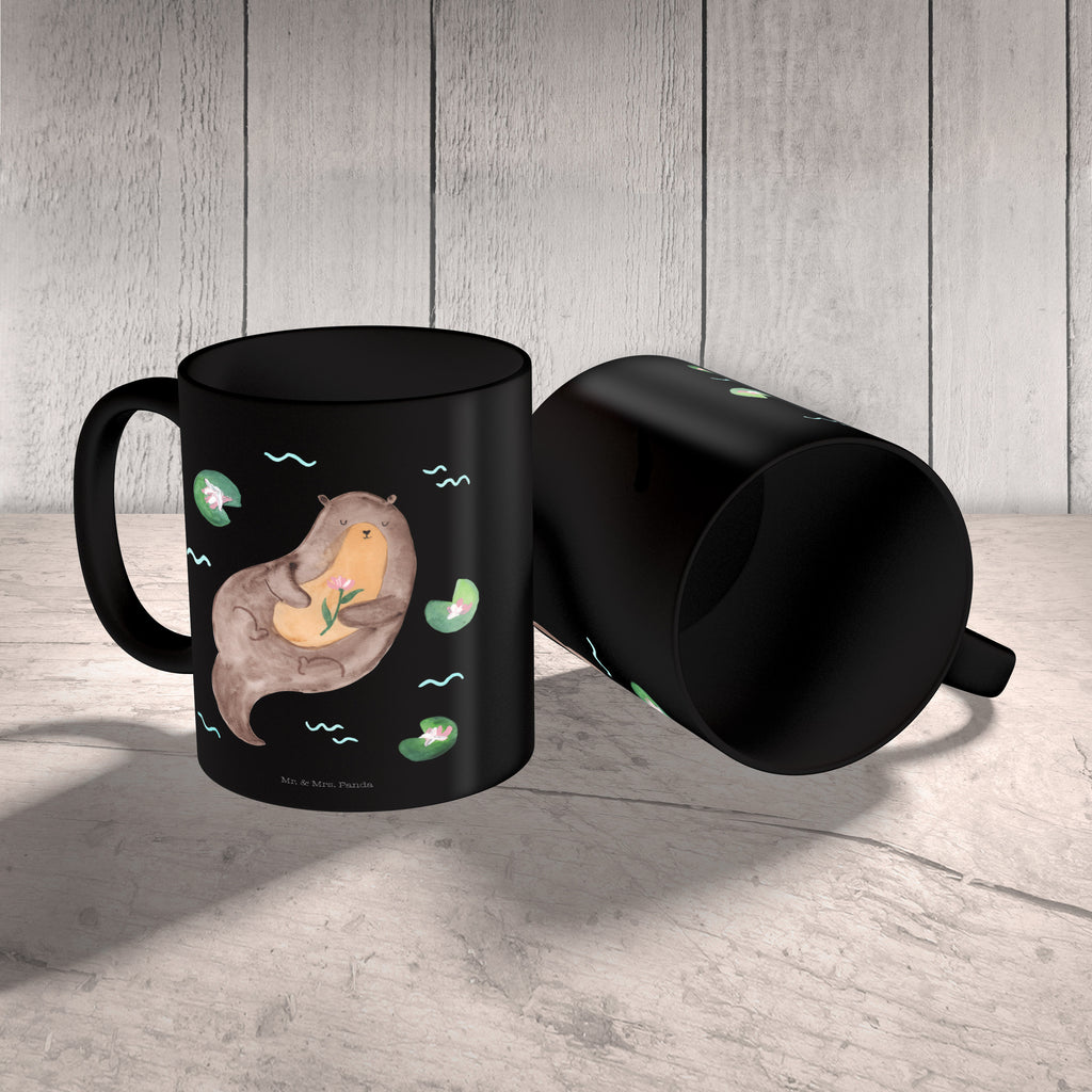 Tasse Otter mit Seerose Otter Seeotter See Otter Becher, Kaffeetasse, Kaffeebecher, Tee, Frühstück, Büro  Otter,  Fischotter,  Seeotter