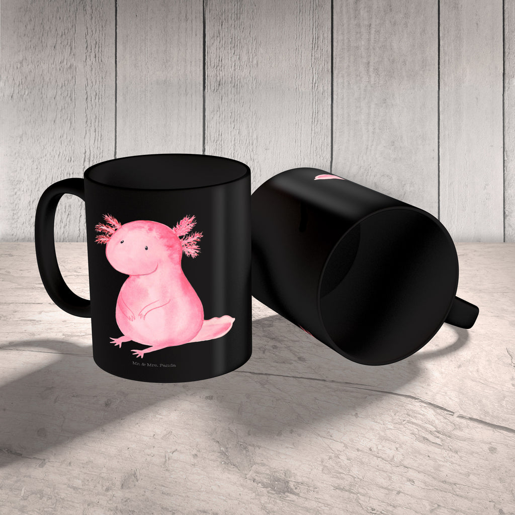Tasse Axolotl Axolotl, Axolot, vergnügt, fröhlich, zufrieden, Lebensstil, Weisheit, Lebensweisheit, Liebe, Freundin Becher, Kaffeetasse, Kaffeebecher, Tee, Frühstück, Büro  Axolotl, Molch