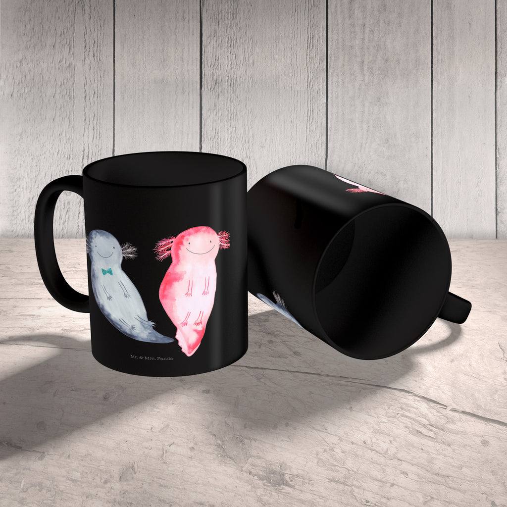 Tasse Axolotl Axel+Lotte Axolotl, Axolot, Schwanzlurch, Lurch, Lurche, Liebe, große Liebe, Liebesbeweis, Freund, Verlobter, Ehemann, Jahrestag, Valentinstag Becher, Kaffeetasse, Kaffeebecher, Tee, Frühstück, Büro  Axolotl, Molch