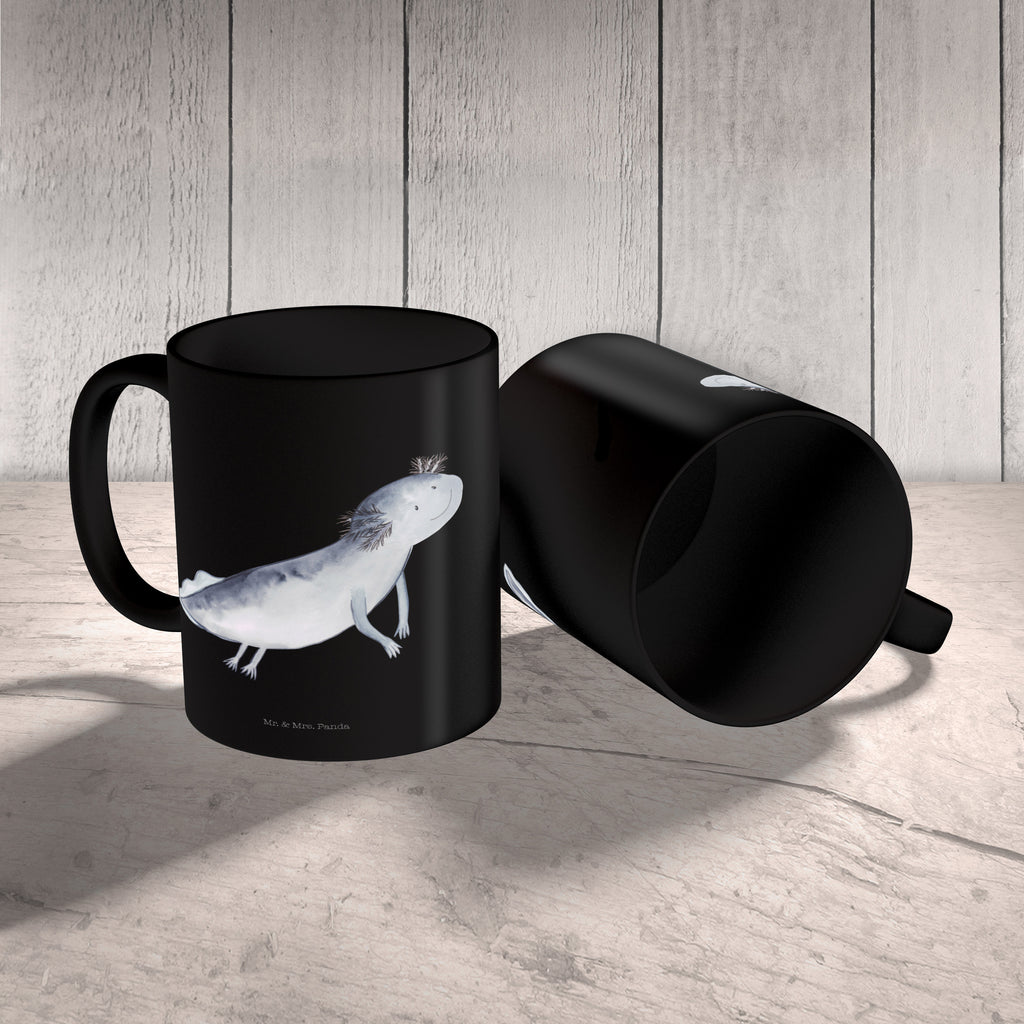 Tasse Axolotl schwimmt Axolotl, Axolot, Schwanzlurch, Lurch, Lurche, Problem, Probleme, Lösungen, Motivation,  Becher, Kaffeetasse, Kaffeebecher, Tee, Frühstück, Büro  Axolotl, Molch