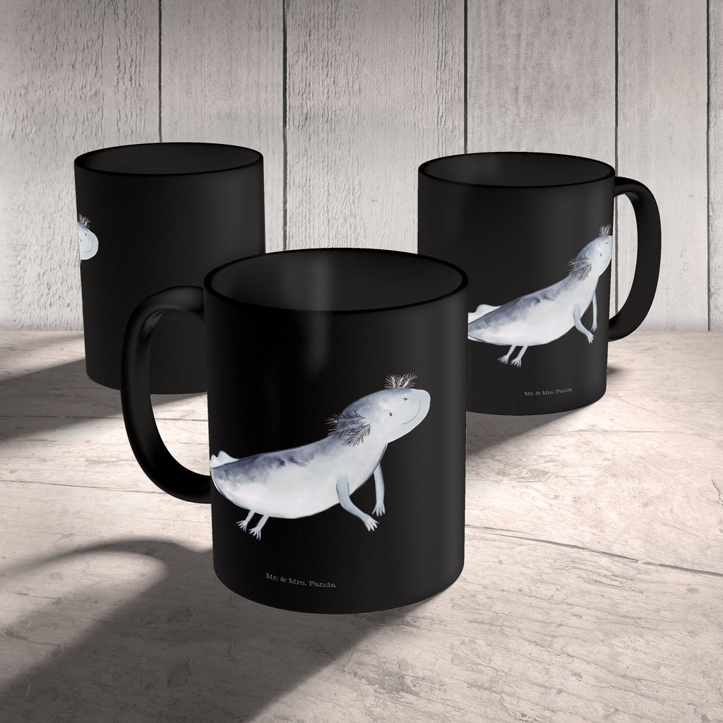 Tasse Axolotl schwimmt Axolotl, Axolot, Schwanzlurch, Lurch, Lurche, Problem, Probleme, Lösungen, Motivation,  Becher, Kaffeetasse, Kaffeebecher, Tee, Frühstück, Büro  Axolotl, Molch