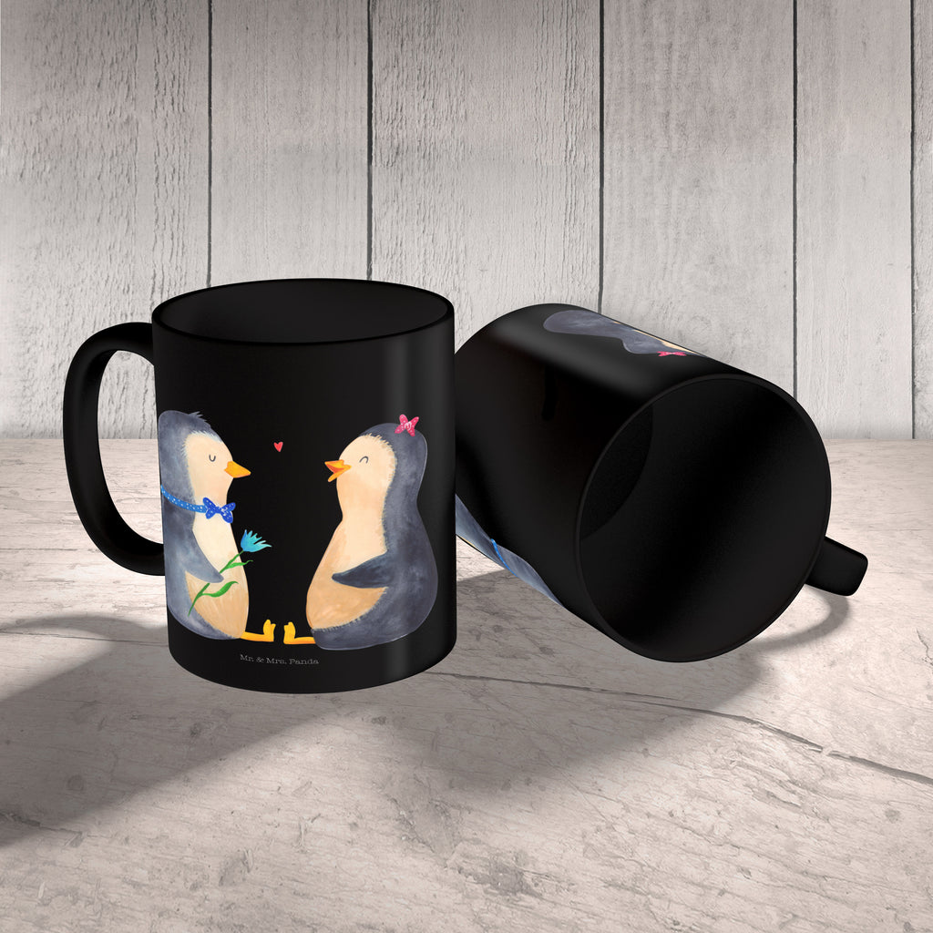 Tasse Pinguin Pärchen Pinguin, Pinguine, Liebe, Liebespaar, Liebesbeweis, Liebesgeschenk, Verlobung, Jahrestag, Hochzeitstag, Hochzeit, Hochzeitsgeschenk, große Liebe, Traumpaar Becher, Kaffeetasse, Kaffeebecher, Tee, Frühstück, Büro  Pinguin