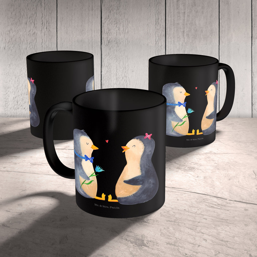 Tasse Pinguin Pärchen Pinguin, Pinguine, Liebe, Liebespaar, Liebesbeweis, Liebesgeschenk, Verlobung, Jahrestag, Hochzeitstag, Hochzeit, Hochzeitsgeschenk, große Liebe, Traumpaar Becher, Kaffeetasse, Kaffeebecher, Tee, Frühstück, Büro  Pinguin