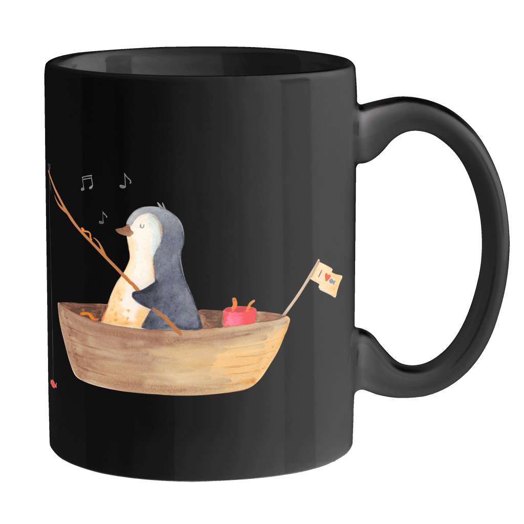 Tasse Pinguin Angelboot Pinguin, Pinguine, Angeln, Boot, Angelboot, Lebenslust, Leben, genießen, Motivation, Neustart, Neuanfang, Trennung, Scheidung, Geschenkidee Liebeskummer,	 Becher, Kaffeetasse, Kaffeebecher, Tee, Frühstück, Büro  Pinguin