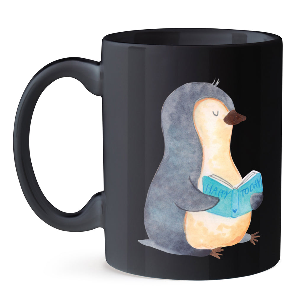 Tasse Pinguin Buch Pinguin, Pinguine, Buch, Lesen, Bücherwurm, Nichtstun, Faulenzen, Ferien, Urlaub, Freizeit,	 Becher, Kaffeetasse, Kaffeebecher, Tee, Frühstück, Büro  Pinguin