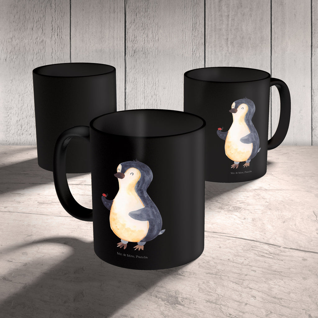 Tasse Pinguin Marienkäfer Pinguin, Pinguine, Marienkäfer, Liebe, Wunder, Glück, Freude, Lebensfreude Becher, Kaffeetasse, Kaffeebecher, Tee, Frühstück, Büro  Pinguin