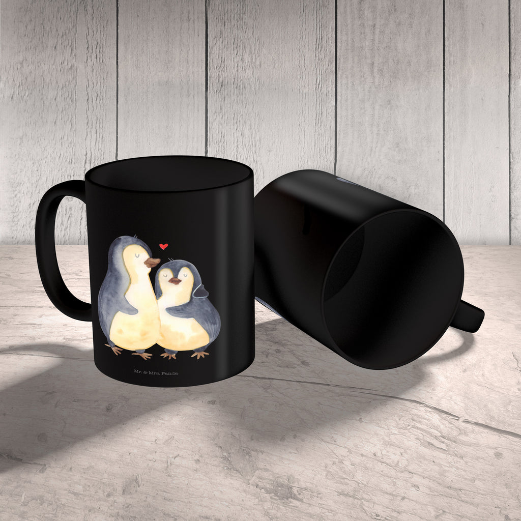 Tasse Pinguin umarmend Pinguin, Liebe, Liebespaar, Liebesbeweis, Liebesgeschenk, Verlobung, Jahrestag, Hochzeitstag, Hochzeit, Hochzeitsgeschenk Becher, Kaffeetasse, Kaffeebecher, Tee, Frühstück, Büro  Pinguin