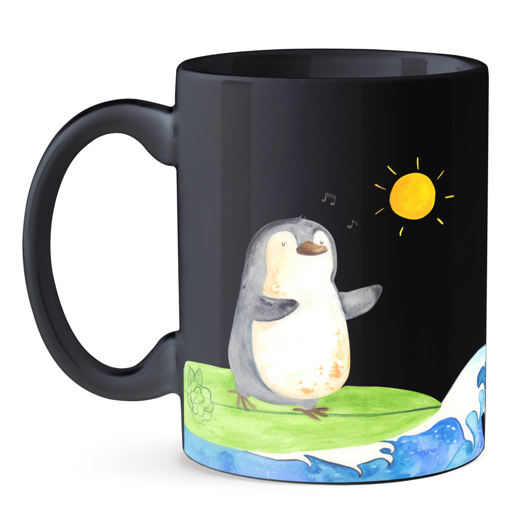 Tasse Pinguin Surfer Pinguin, Pinguine, surfen, Surfer, Hawaii, Urlaub, Wellen, Wellen reiten, Portugal,  Becher, Kaffeetasse, Kaffeebecher, Tee, Frühstück, Büro  Pinguin