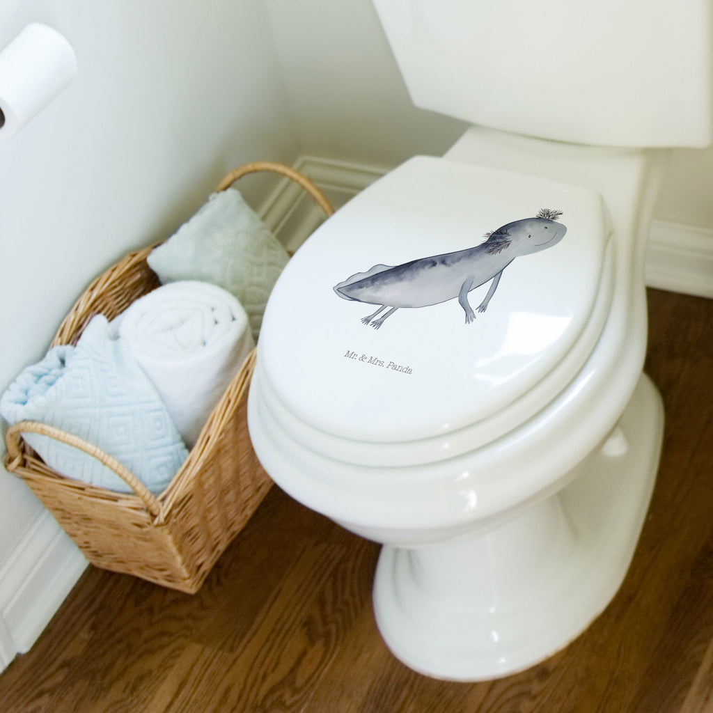 Motiv WC Sitz Axolotl schwimmt Klobrille, Klodeckel, Toilettendeckel, WC-Sitz, Toilette, Axolotl, Molch, Axolot, Schwanzlurch, Lurch, Lurche, Problem, Probleme, Lösungen, Motivation