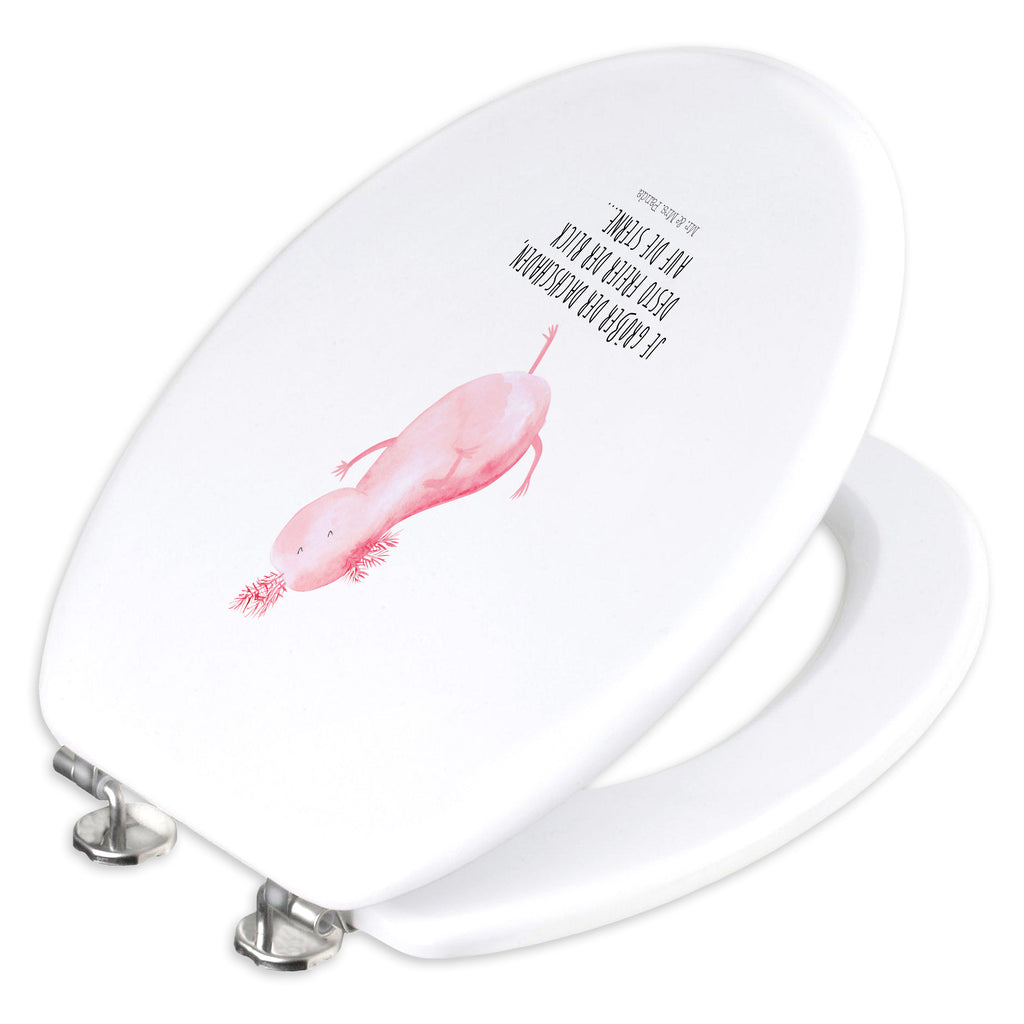 Motiv WC Sitz Axolotl tanzt Klobrille, Klodeckel, Toilettendeckel, WC-Sitz, Toilette, Axolotl, Molch, Axolot, Schwanzlurch, Lurch, Lurche, Dachschaden, Sterne, verrückt, Freundin, beste Freundin