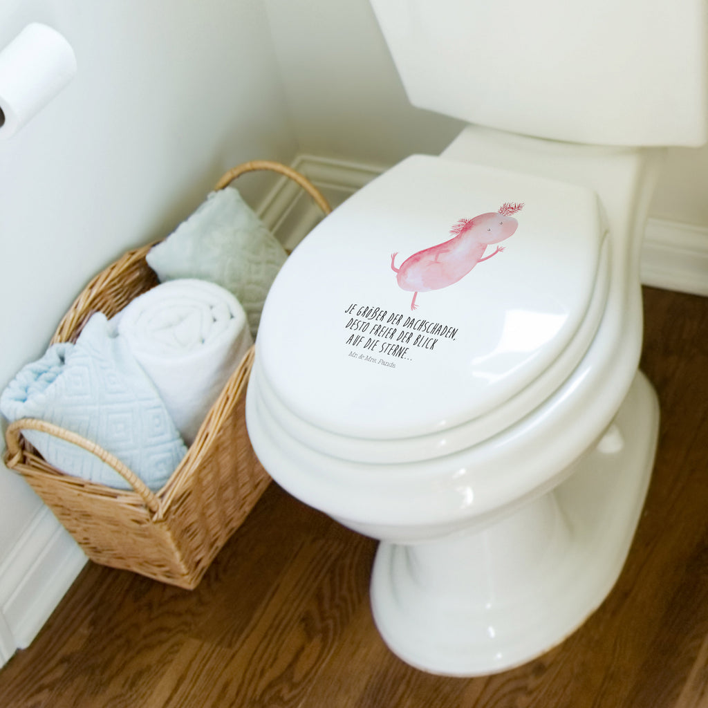 Motiv WC Sitz Axolotl tanzt Klobrille, Klodeckel, Toilettendeckel, WC-Sitz, Toilette, Axolotl, Molch, Axolot, Schwanzlurch, Lurch, Lurche, Dachschaden, Sterne, verrückt, Freundin, beste Freundin