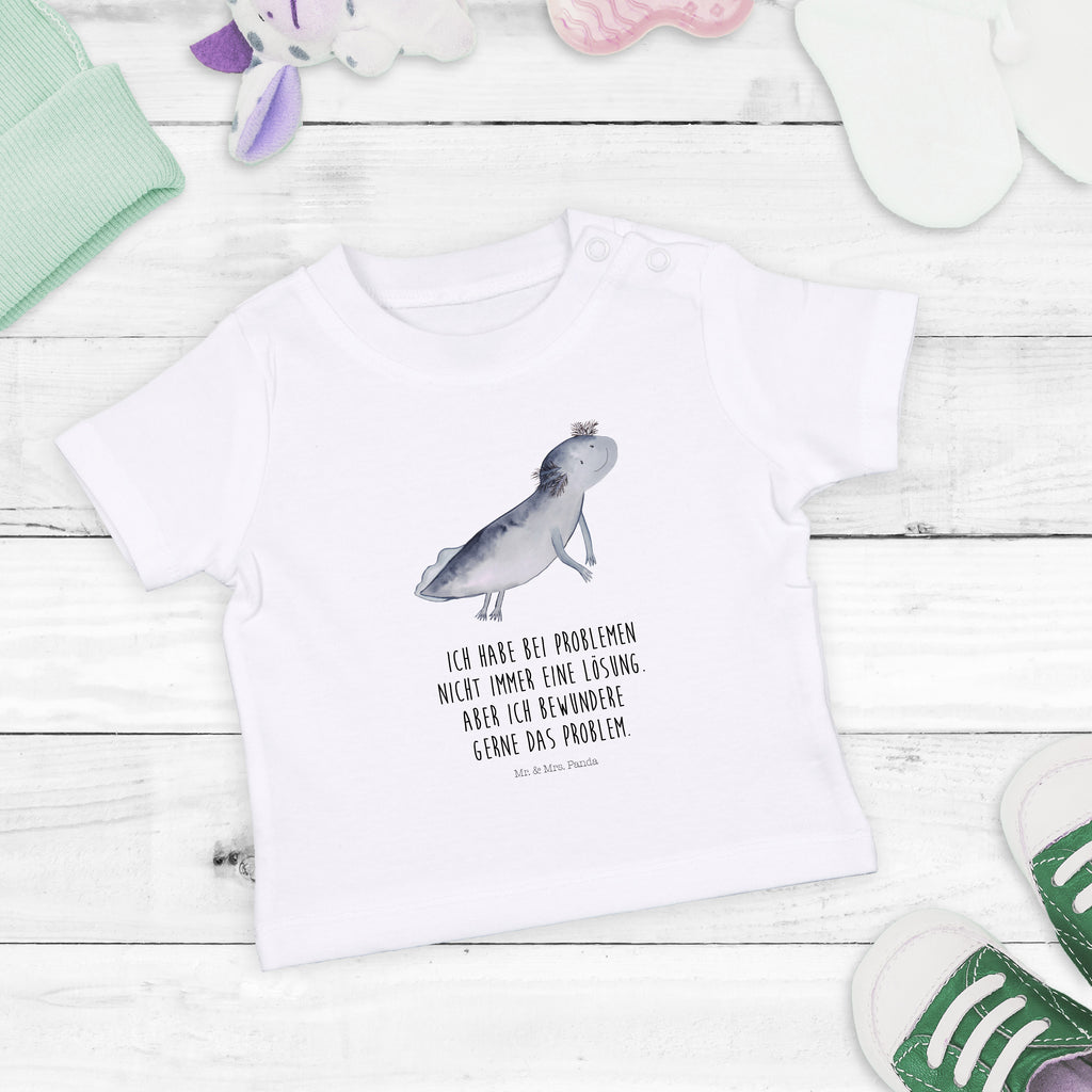Organic Baby Shirt Axolotl schwimmt Baby T-Shirt, Jungen Baby T-Shirt, Mädchen Baby T-Shirt, Shirt, Axolotl, Molch, Axolot, Schwanzlurch, Lurch, Lurche, Problem, Probleme, Lösungen, Motivation