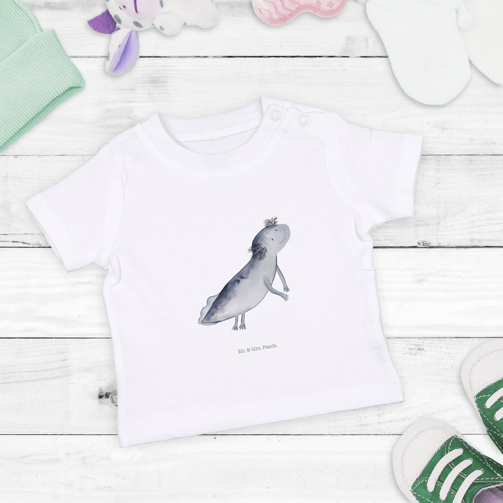 Organic Baby Shirt Axolotl schwimmt Baby T-Shirt, Jungen Baby T-Shirt, Mädchen Baby T-Shirt, Shirt, Axolotl, Molch, Axolot, Schwanzlurch, Lurch, Lurche, Problem, Probleme, Lösungen, Motivation
