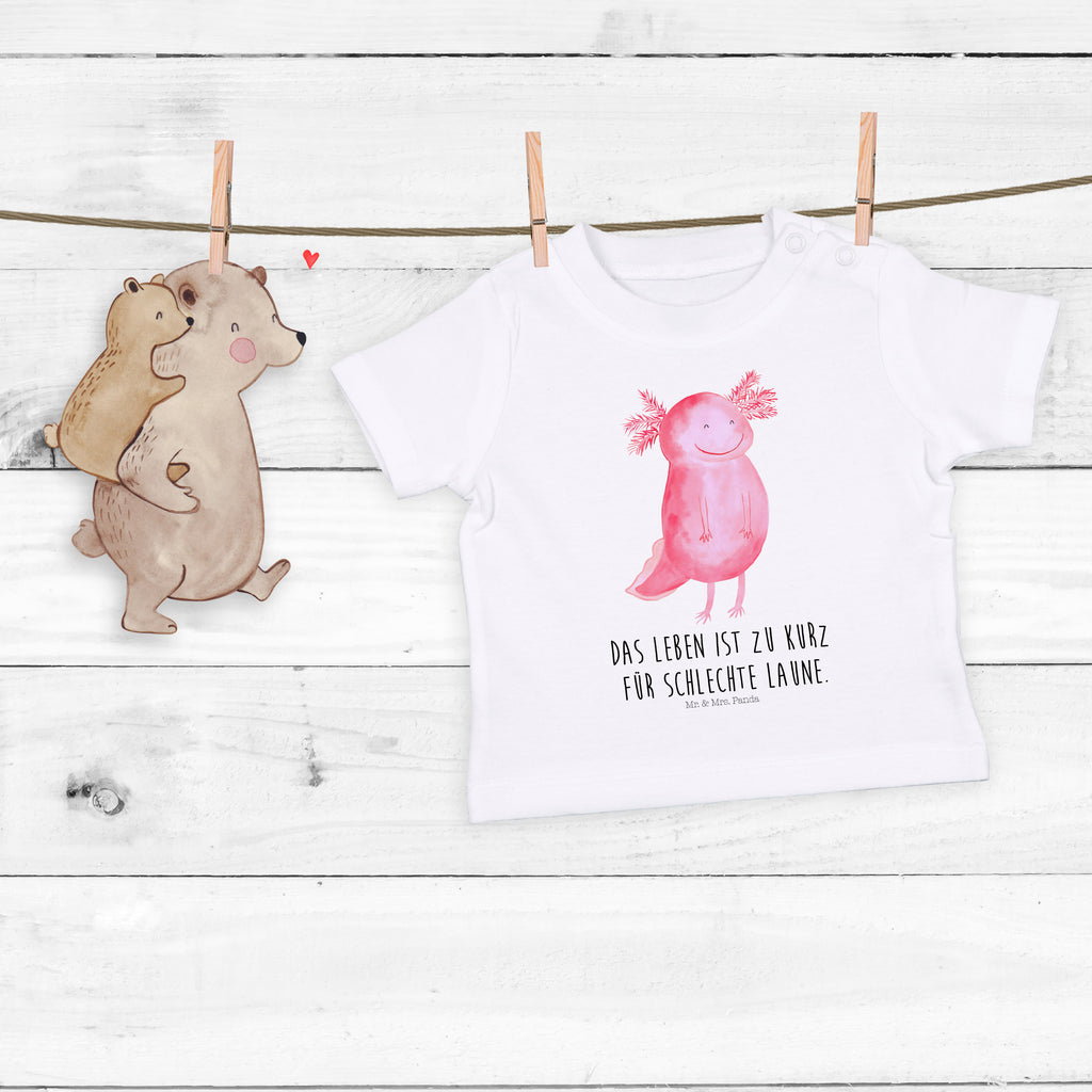 Organic Baby Shirt Axolotl glücklich Baby T-Shirt, Jungen Baby T-Shirt, Mädchen Baby T-Shirt, Shirt, Axolotl, Molch, Axolot, Schwanzlurch, Lurch, Lurche, Motivation, gute Laune