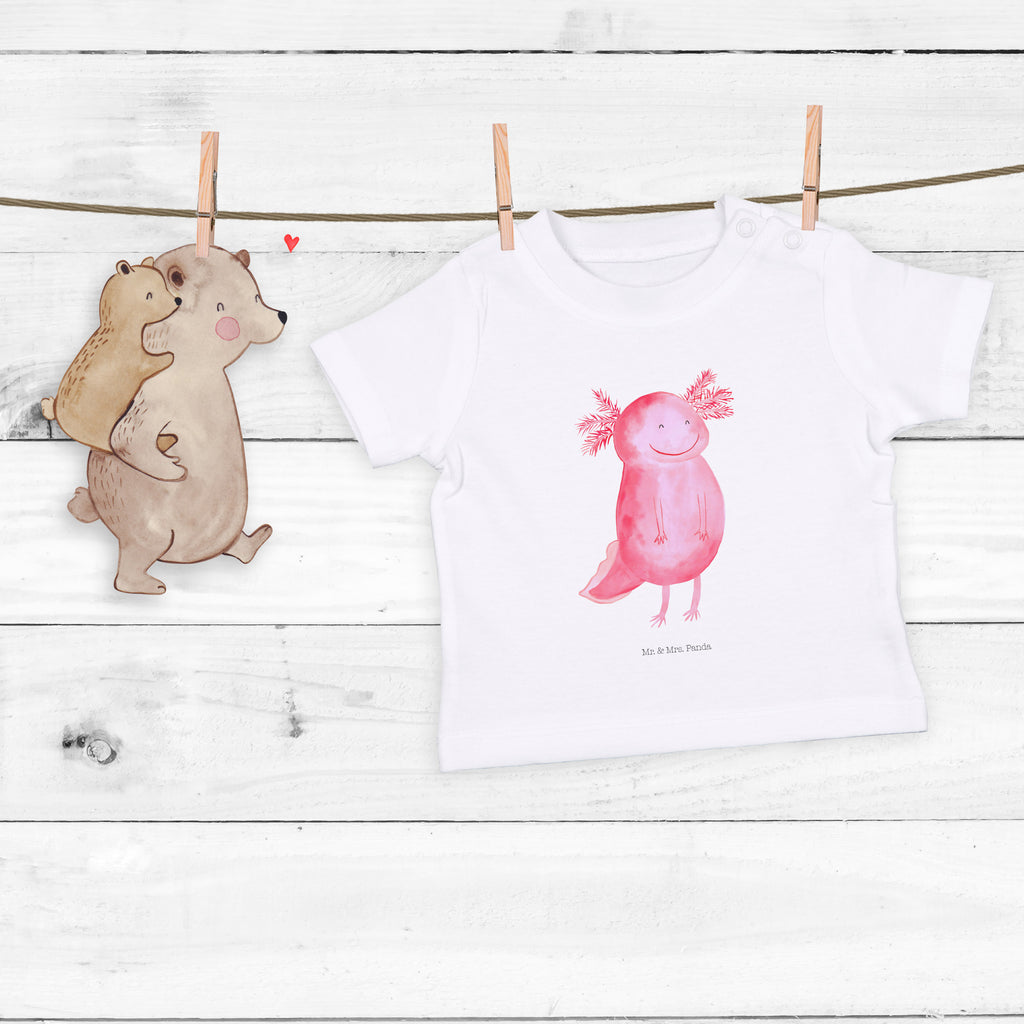 Organic Baby Shirt Axolotl glücklich Baby T-Shirt, Jungen Baby T-Shirt, Mädchen Baby T-Shirt, Shirt, Axolotl, Molch, Axolot, Schwanzlurch, Lurch, Lurche, Motivation, gute Laune