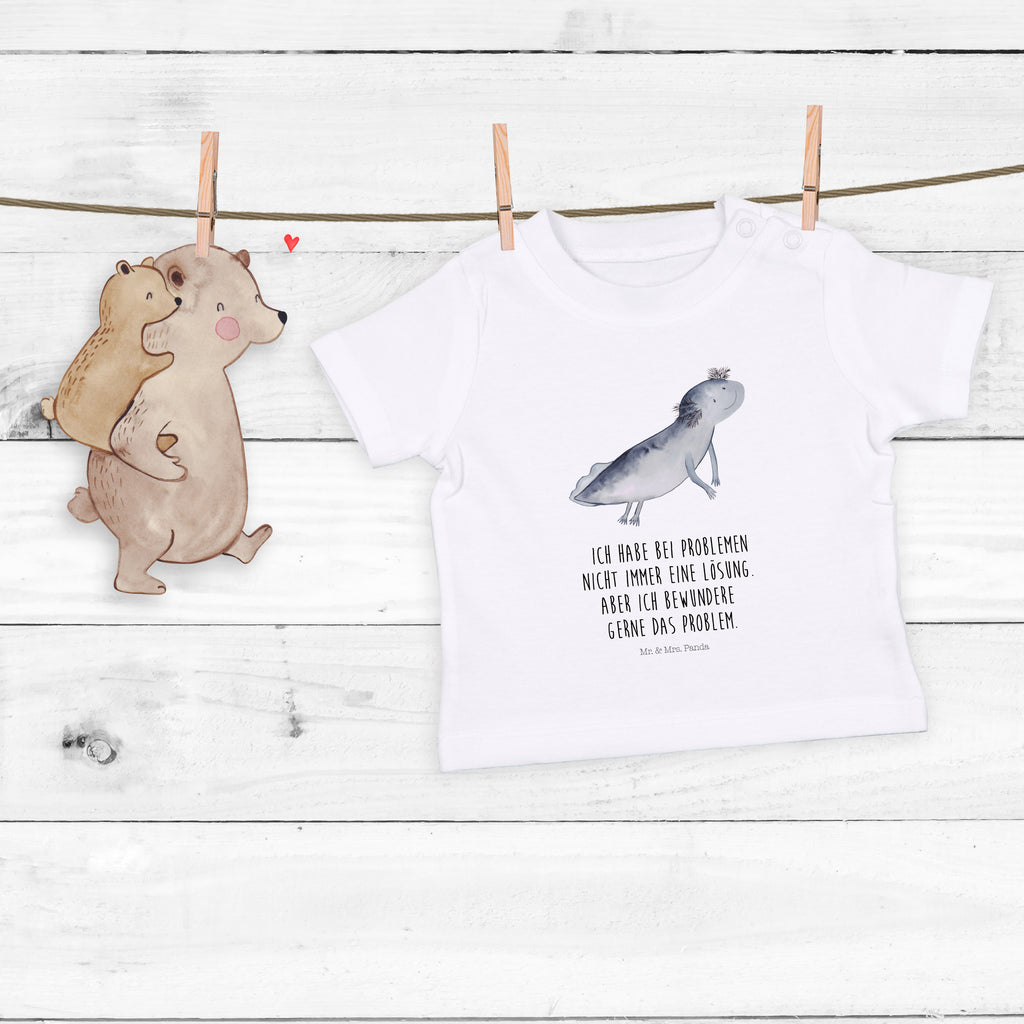 Organic Baby Shirt Axolotl schwimmt Baby T-Shirt, Jungen Baby T-Shirt, Mädchen Baby T-Shirt, Shirt, Axolotl, Molch, Axolot, Schwanzlurch, Lurch, Lurche, Problem, Probleme, Lösungen, Motivation