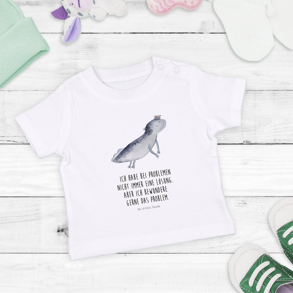 Organic Baby Shirt Axolotl schwimmt Baby T-Shirt, Jungen Baby T-Shirt, Mädchen Baby T-Shirt, Shirt, Axolotl, Molch, Axolot, Schwanzlurch, Lurch, Lurche, Problem, Probleme, Lösungen, Motivation