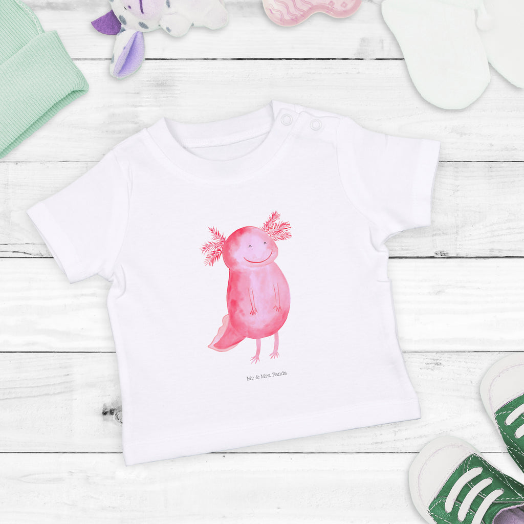 Organic Baby Shirt Axolotl glücklich Baby T-Shirt, Jungen Baby T-Shirt, Mädchen Baby T-Shirt, Shirt, Axolotl, Molch, Axolot, Schwanzlurch, Lurch, Lurche, Motivation, gute Laune