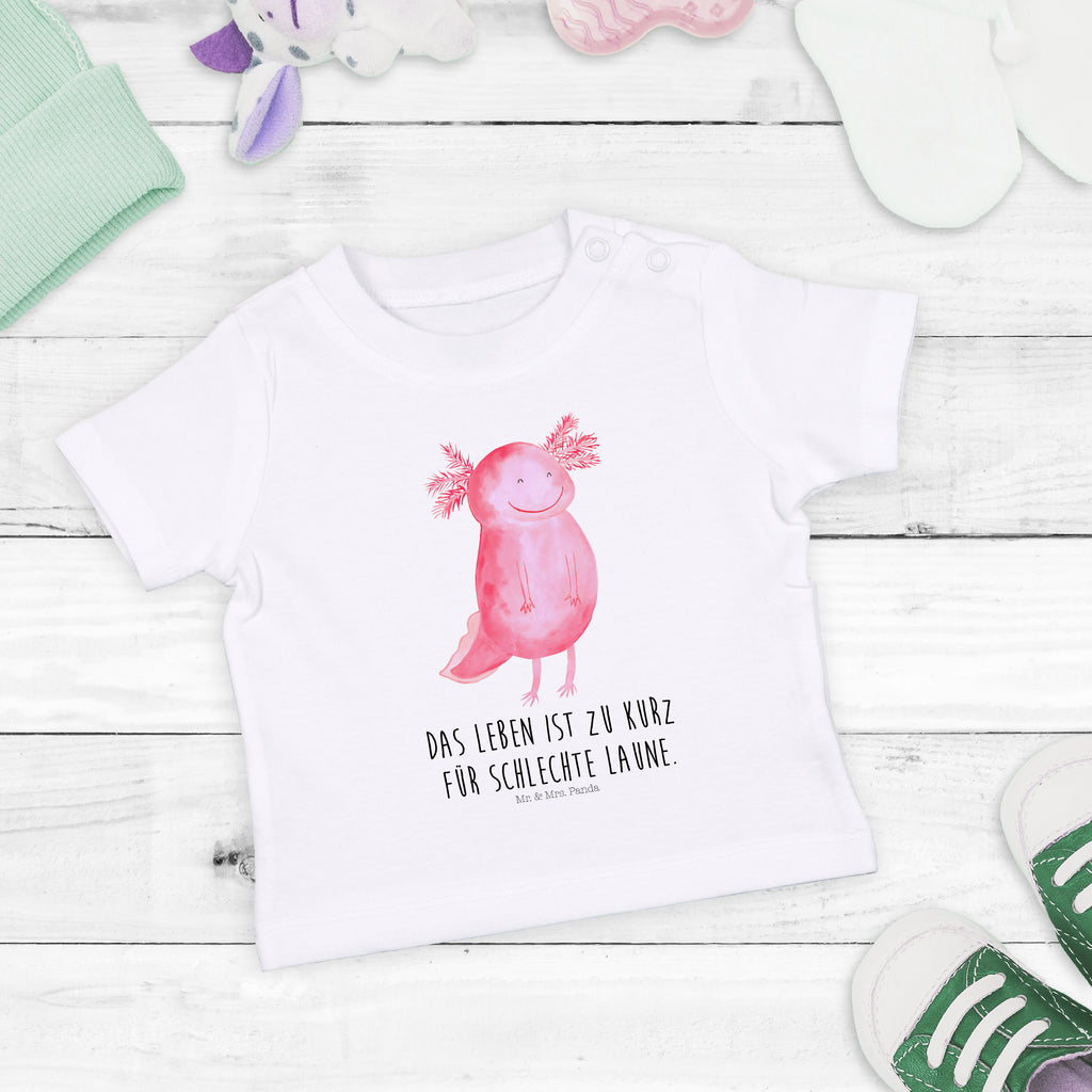 Organic Baby Shirt Axolotl glücklich Baby T-Shirt, Jungen Baby T-Shirt, Mädchen Baby T-Shirt, Shirt, Axolotl, Molch, Axolot, Schwanzlurch, Lurch, Lurche, Motivation, gute Laune