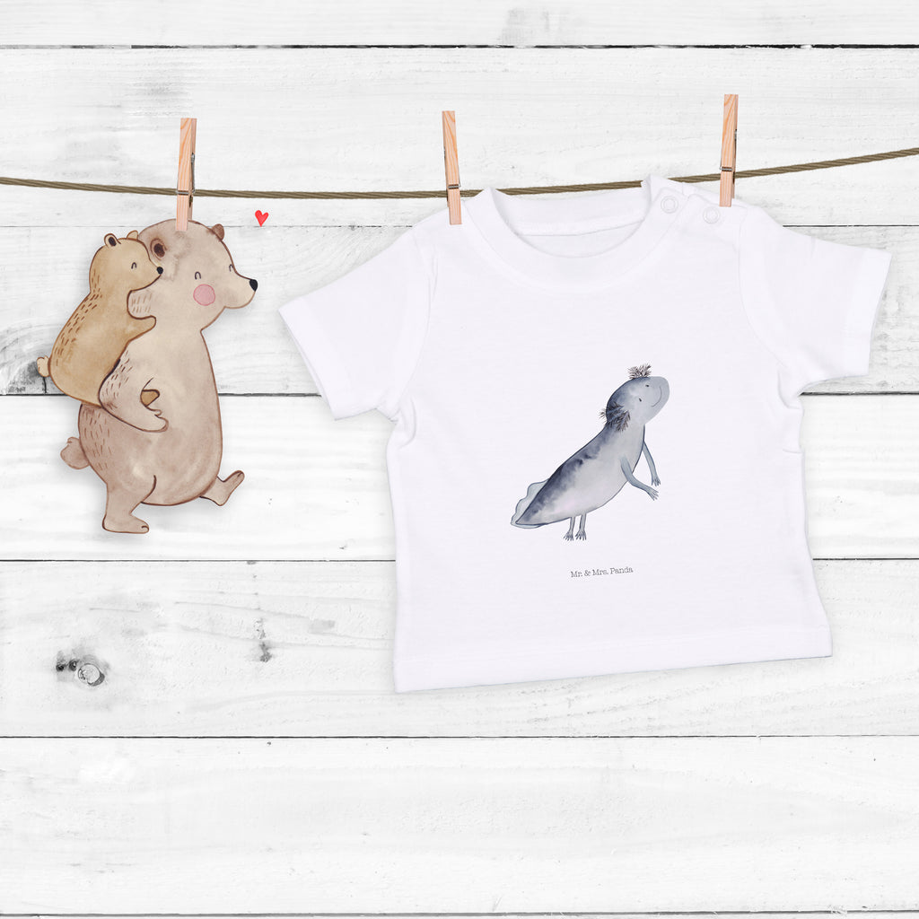 Organic Baby Shirt Axolotl schwimmt Baby T-Shirt, Jungen Baby T-Shirt, Mädchen Baby T-Shirt, Shirt, Axolotl, Molch, Axolot, Schwanzlurch, Lurch, Lurche, Problem, Probleme, Lösungen, Motivation