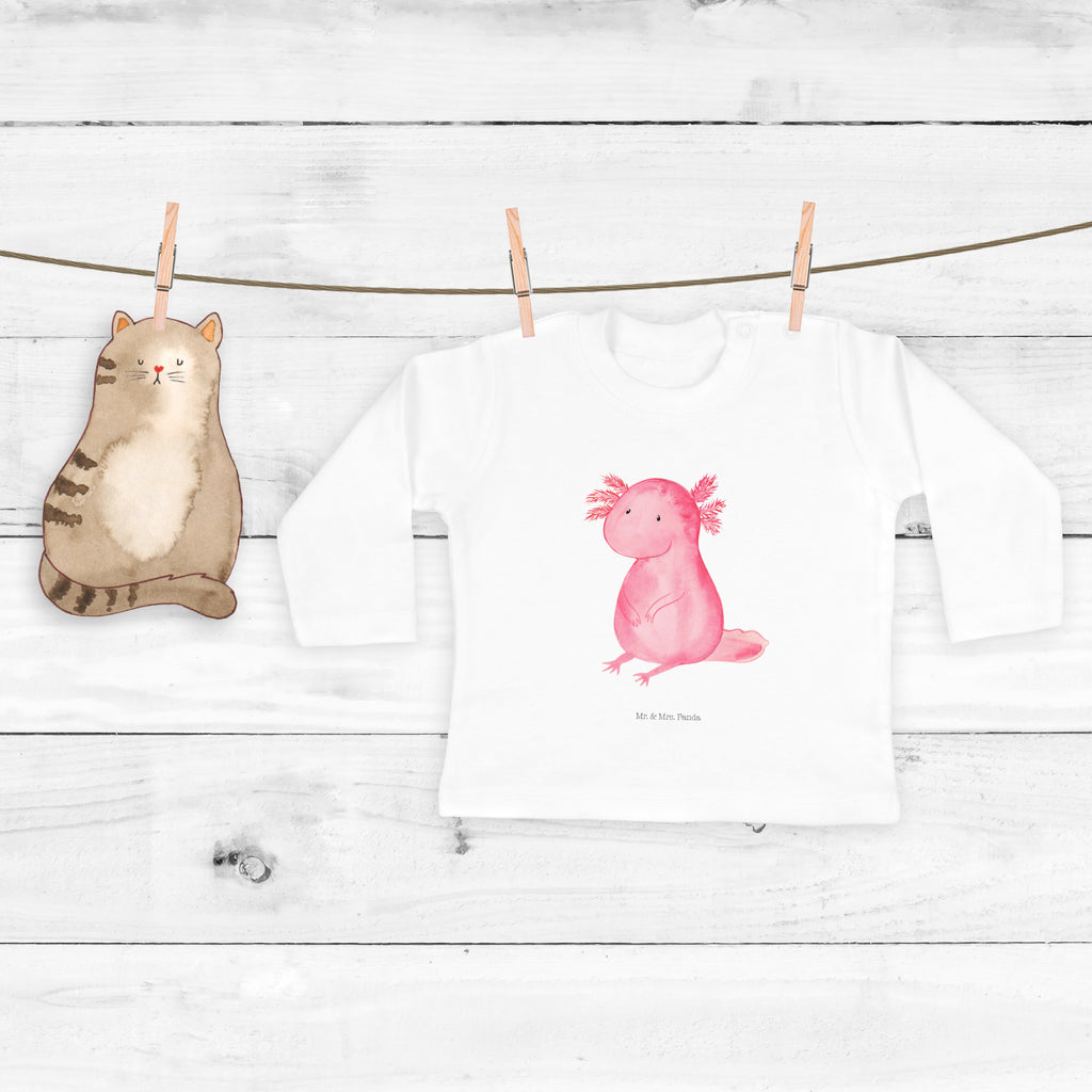 3-6 Monate Baby Longsleeve Axolotl Mädchen, Jungen, Baby, Langarm, Bio, Kleidung, Axolotl, Molch, Axolot, vergnügt, fröhlich, zufrieden, Lebensstil, Weisheit, Lebensweisheit, Liebe, Freundin
