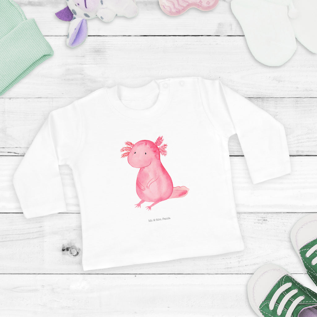 3-6 Monate Baby Longsleeve Axolotl Mädchen, Jungen, Baby, Langarm, Bio, Kleidung, Axolotl, Molch, Axolot, vergnügt, fröhlich, zufrieden, Lebensstil, Weisheit, Lebensweisheit, Liebe, Freundin
