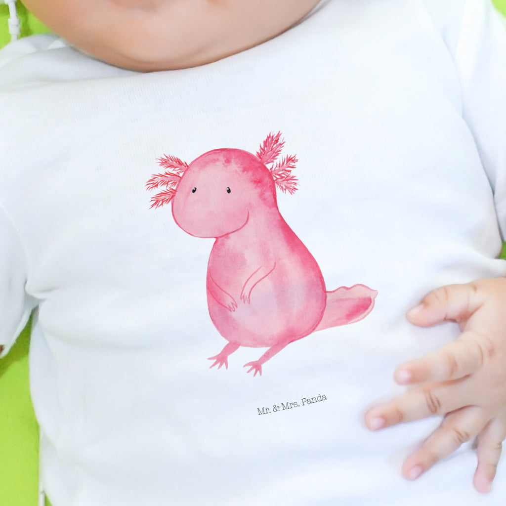 3-6 Monate Baby Longsleeve Axolotl Mädchen, Jungen, Baby, Langarm, Bio, Kleidung, Axolotl, Molch, Axolot, vergnügt, fröhlich, zufrieden, Lebensstil, Weisheit, Lebensweisheit, Liebe, Freundin