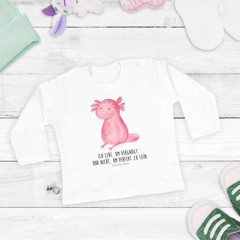 3-6 Monate Baby Longsleeve Axolotl Mädchen, Jungen, Baby, Langarm, Bio, Kleidung, Axolotl, Molch, Axolot, vergnügt, fröhlich, zufrieden, Lebensstil, Weisheit, Lebensweisheit, Liebe, Freundin