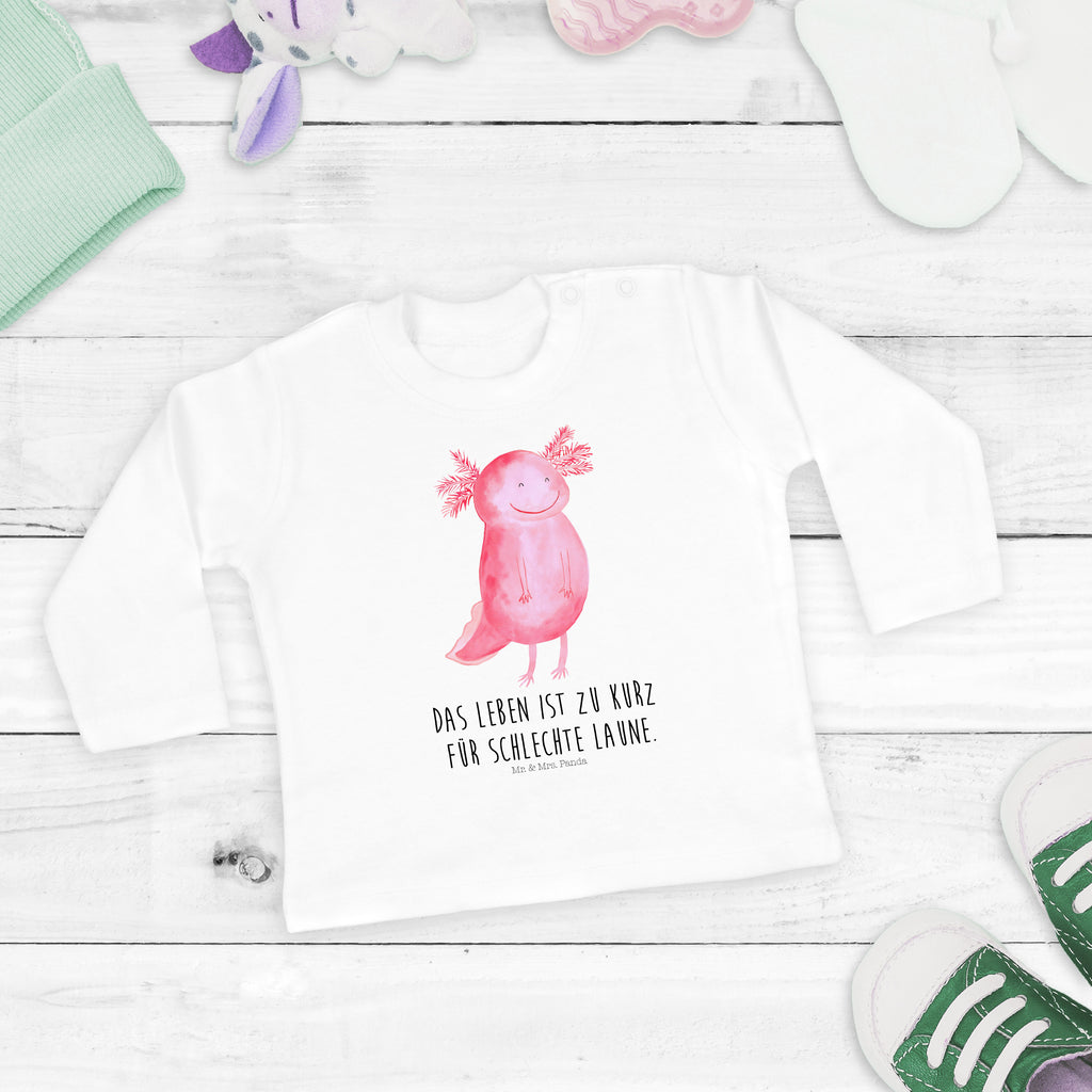 3-6 Monate Baby Longsleeve Axolotl glücklich Mädchen, Jungen, Baby, Langarm, Bio, Kleidung, Axolotl, Molch, Axolot, Schwanzlurch, Lurch, Lurche, Motivation, gute Laune