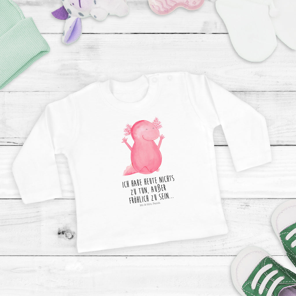 6-12 Monate Baby Longsleeve Axolotl Hurra Mädchen, Jungen, Baby, Longsleeve, Langarm, Bio, Kleidung, uni, Langarmshirt, Axolotl, Molch, Axolot, Schwanzlurch, Lurch, Lurche, fröhlich, Spaß, Freude, Motivation, Zufriedenheit