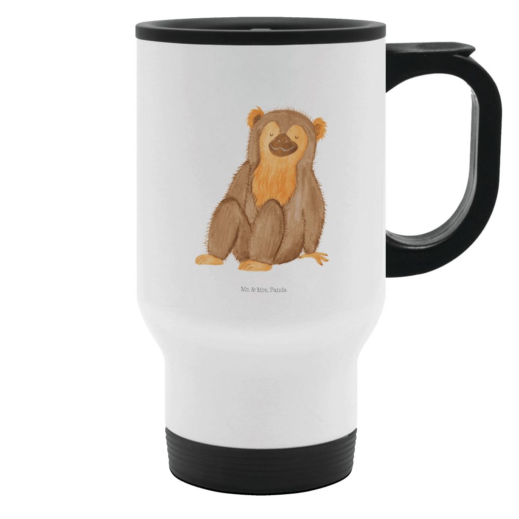 Thermobecher Affe Thermobecher, To Go Becher, Thermotasse, Kaffeebecher, Isolierbecher, Thermobecher To Go, Warmhaltetasse, Edelstahlbecher, Reisebecher, Tasse mit Deckel, Thermobecher für 400 ml, Kaffeetasse zum Mitnehmen, Tasse zum Mitnehmen, Spülmaschinenfest, Afrika, Wildtiere, Affe, Äffchen, Affen, Selbstliebe, Respekt, Motivation, Selbstachtung, Liebe, Selbstbewusstsein, Selfcare