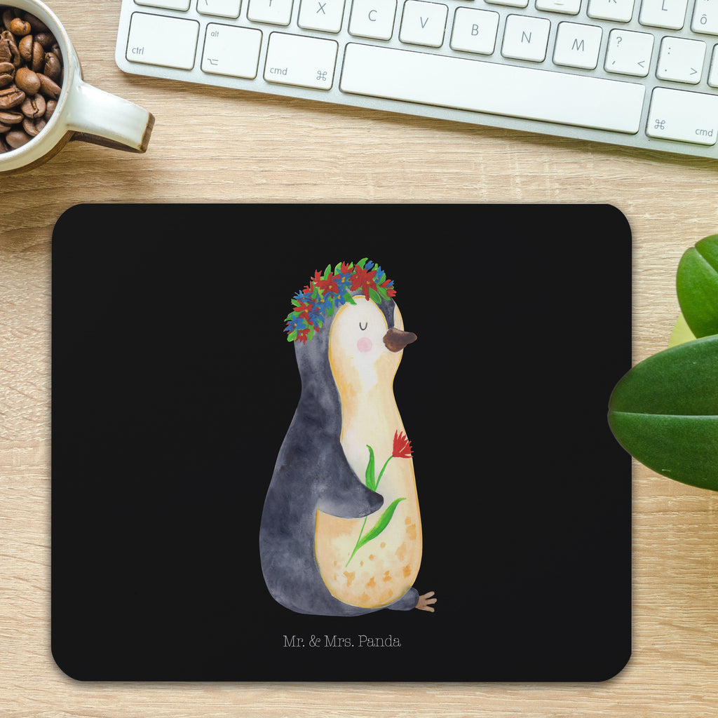 Mauspad Pinguin Blumenkranz Mousepad, Computer zubehör, Büroausstattung, PC Zubehör, Arbeitszimmer, Mauspad, Einzigartiges Mauspad, Designer Mauspad, Pinguin, Pinguine, Blumenkranz, Universum, Leben, Wünsche, Ziele, Lebensziele, Motivation, Lebenslust, Liebeskummer, Geschenkidee