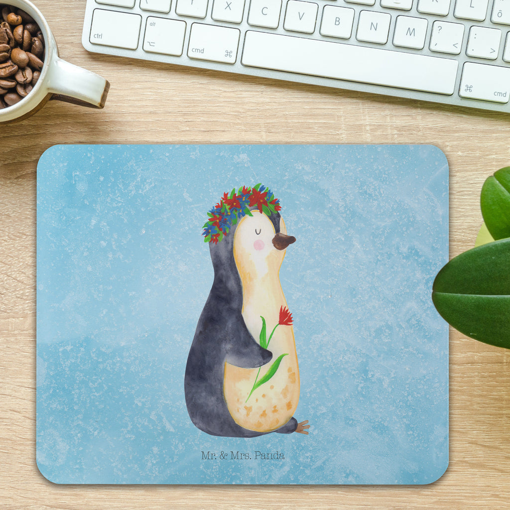 Mauspad Pinguin Blumenkranz Mousepad, Computer zubehör, Büroausstattung, PC Zubehör, Arbeitszimmer, Mauspad, Einzigartiges Mauspad, Designer Mauspad, Pinguin, Pinguine, Blumenkranz, Universum, Leben, Wünsche, Ziele, Lebensziele, Motivation, Lebenslust, Liebeskummer, Geschenkidee