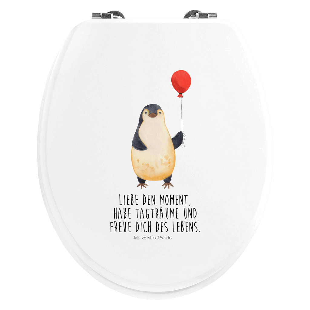Motiv WC Sitz Pinguin Luftballon Klobrille, Klodeckel, Toilettendeckel, WC-Sitz, Toilette, Pinguin, Pinguine, Luftballon, Tagträume, Lebenslust, Geschenk Freundin, Geschenkidee, beste Freundin, Motivation, Neustart, neues Leben, Liebe, Glück