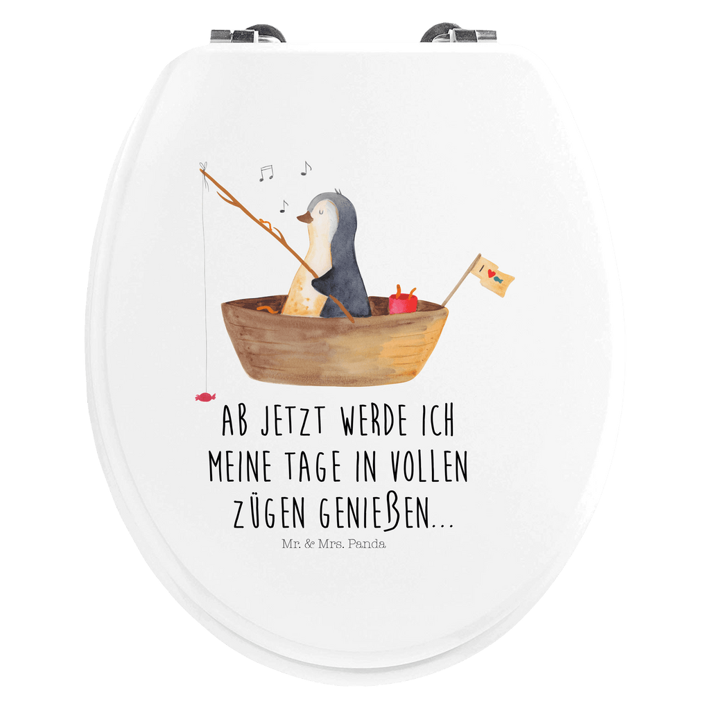 Motiv WC Sitz Pinguin Angelboot Klobrille, Klodeckel, Toilettendeckel, WC-Sitz, Toilette, Pinguin, Pinguine, Angeln, Boot, Angelboot, Lebenslust, Leben, genießen, Motivation, Neustart, Neuanfang, Trennung, Scheidung, Geschenkidee Liebeskummer