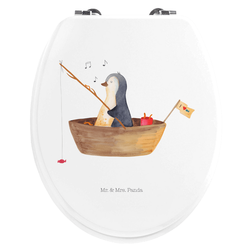 Motiv WC Sitz Pinguin Angelboot Klobrille, Klodeckel, Toilettendeckel, WC-Sitz, Toilette, Pinguin, Pinguine, Angeln, Boot, Angelboot, Lebenslust, Leben, genießen, Motivation, Neustart, Neuanfang, Trennung, Scheidung, Geschenkidee Liebeskummer