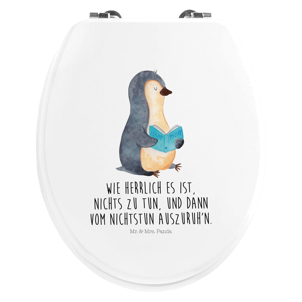 Motiv WC Sitz Pinguin Buch Klobrille, Klodeckel, Toilettendeckel, WC-Sitz, Toilette, Pinguin, Pinguine, Buch, Lesen, Bücherwurm, Nichtstun, Faulenzen, Ferien, Urlaub, Freizeit